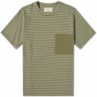 Folk Men's Stack T-Shirt in Mid Olive/Ecru