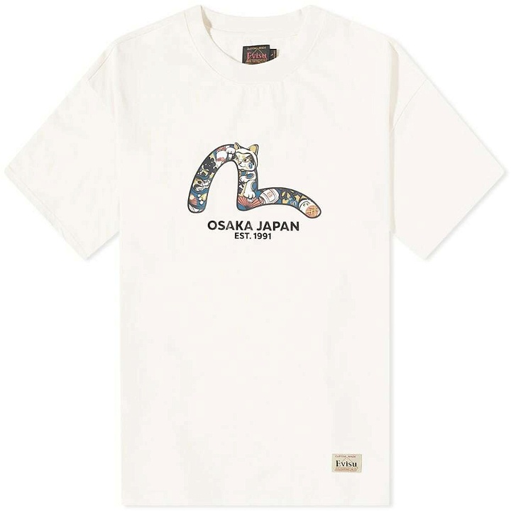 Photo: Evisu Men's Seagull Embroidered T-Shirt in Ecru