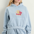 SUNDAYFRUITMARKET Women's Pigment Cherry Hoodie in Sky Blue
