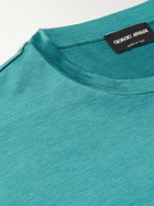 Giorgio Armani - Silk and Cotton-Blend-Jersey T-Shirt - Blue