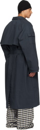 Reese Cooper Navy Cotton Twill Double Breasted Trench Coat