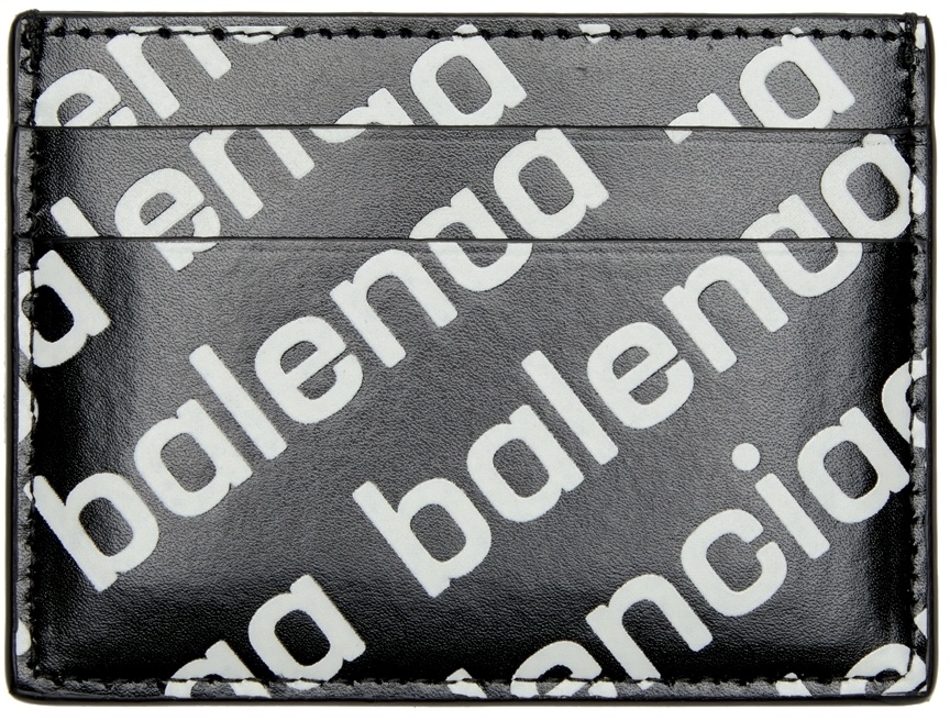 BALENCIAGA Black Cash Card Holder With Strap for Men