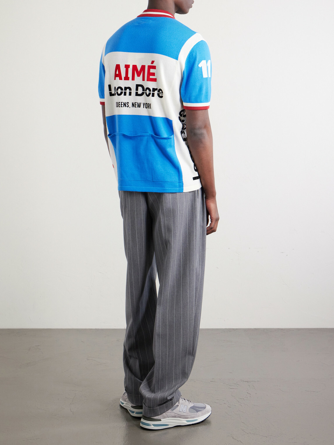 Aimé Leon Dore - Logo-Detailed Merino Wool Half-Zip T-Shirt - Blue