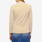 Armor-Lux Women's Long Sleeve Breton T-Shirt in White/Curry