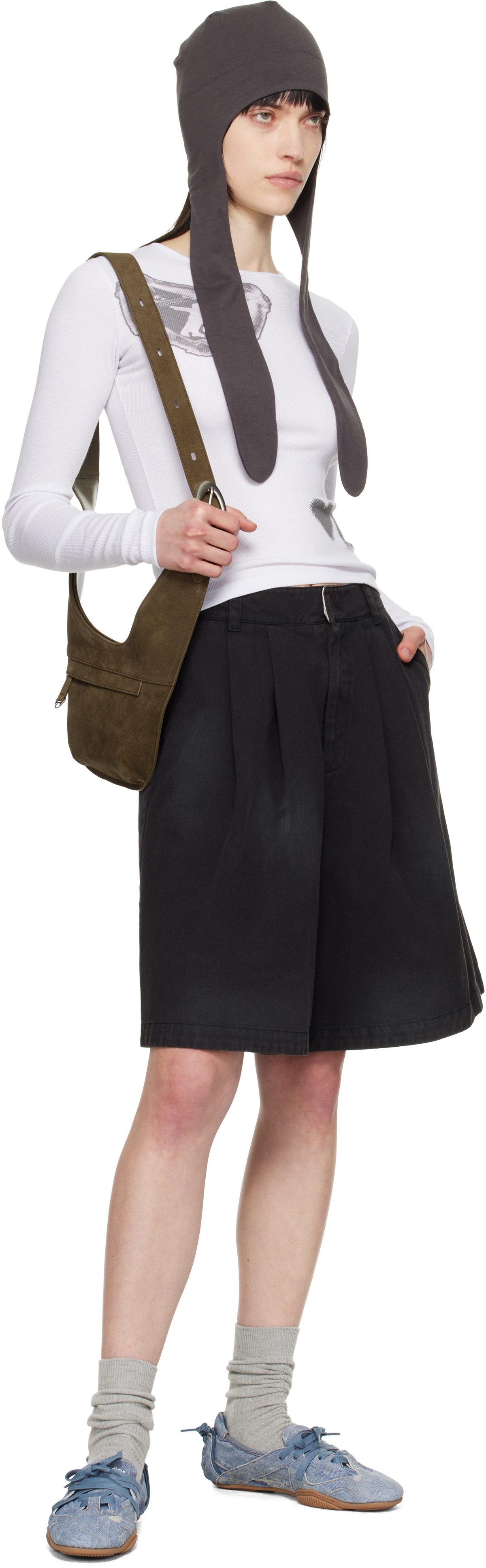 OPEN YY Black Washed Bermuda Shorts