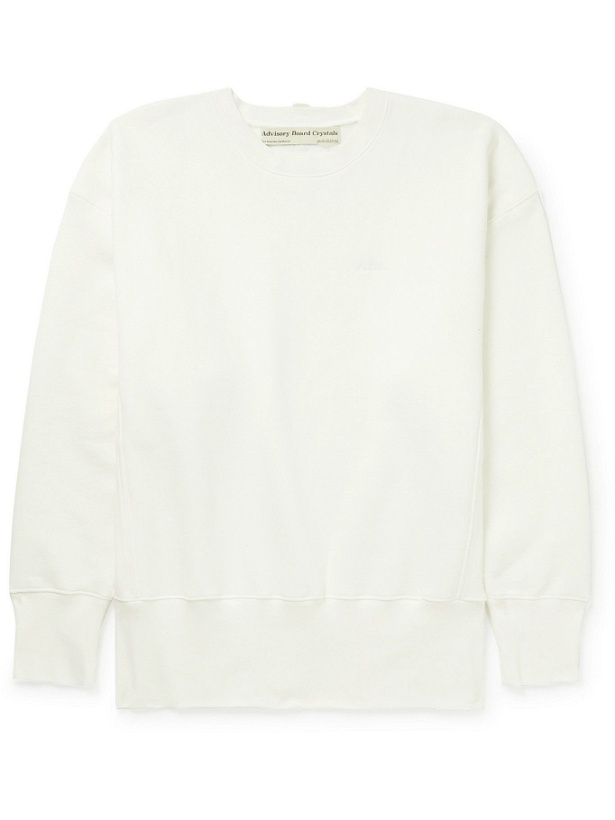 Photo: Abc. 123. - Webbing-Trimmed Logo-Embroidered Cotton-Blend Jersey Sweatshirt - White