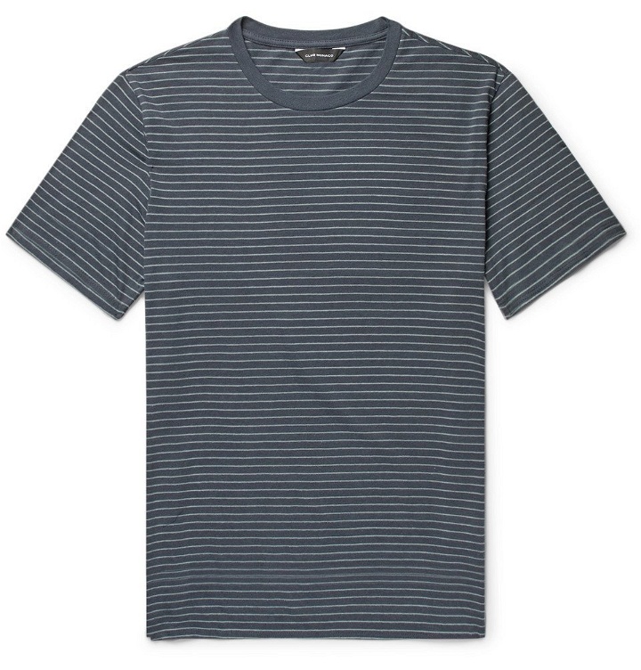 Photo: Club Monaco - Striped Cotton-Blend Jersey T-Shirt - Blue