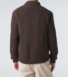 Slowear Cotton-trimmed suede bomber jacket