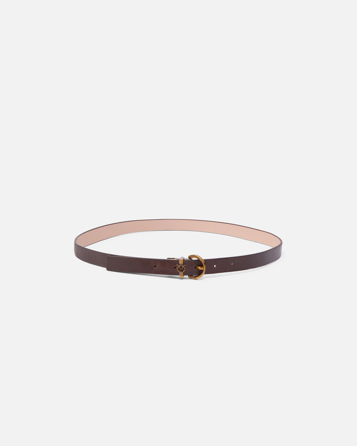 Pinko Reversible Thin Leather Belt 2cm Brown/Pink Antique Gold