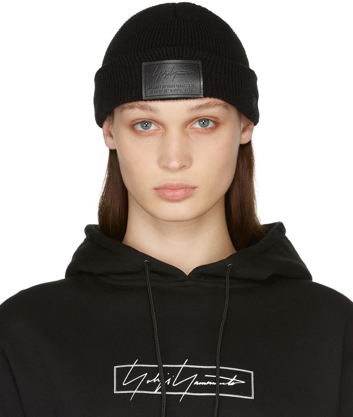 Photo: Yohji Yamamoto Black New Era Edition Cuffed Logo Patch Beanie