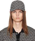 Balmain Off-White & Black Monogram Jacquard Wool Cap