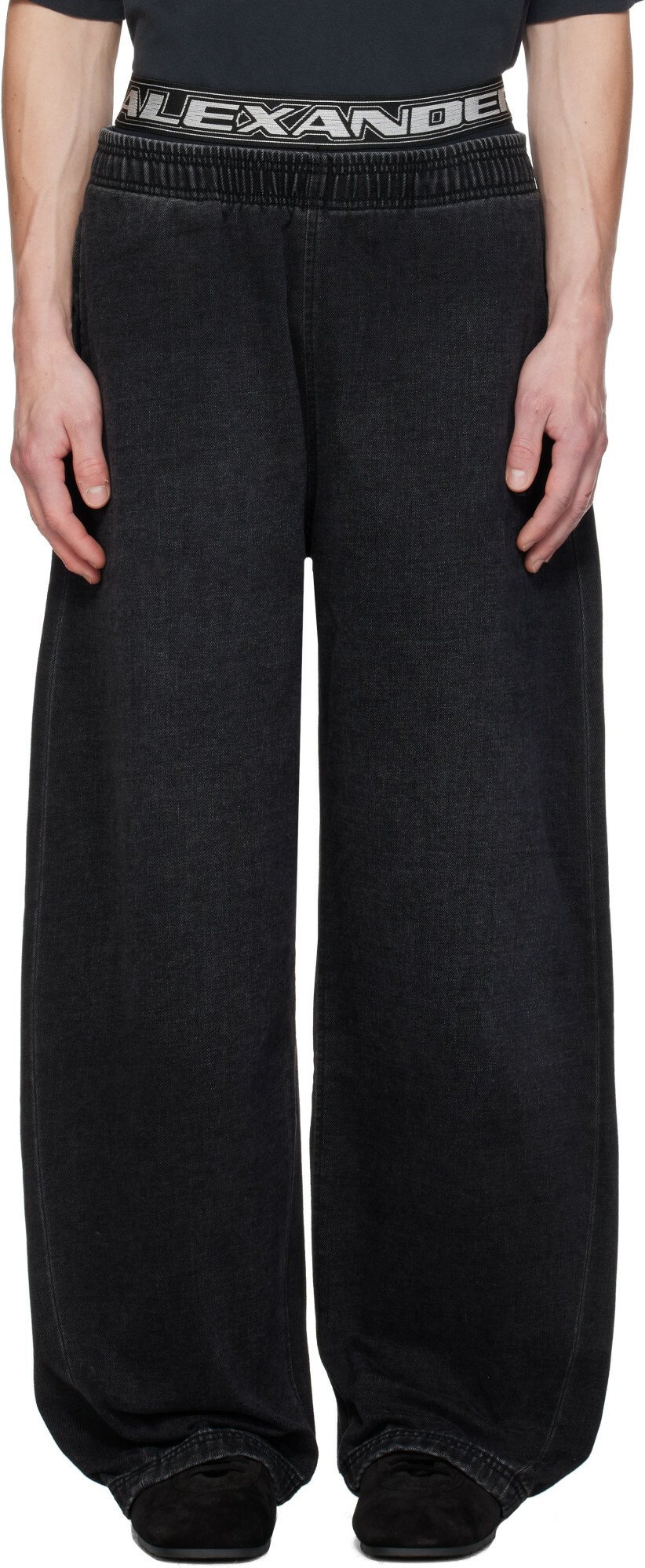 Alexander Wang Black Pre-Styled Brushed Denim Sweatpants