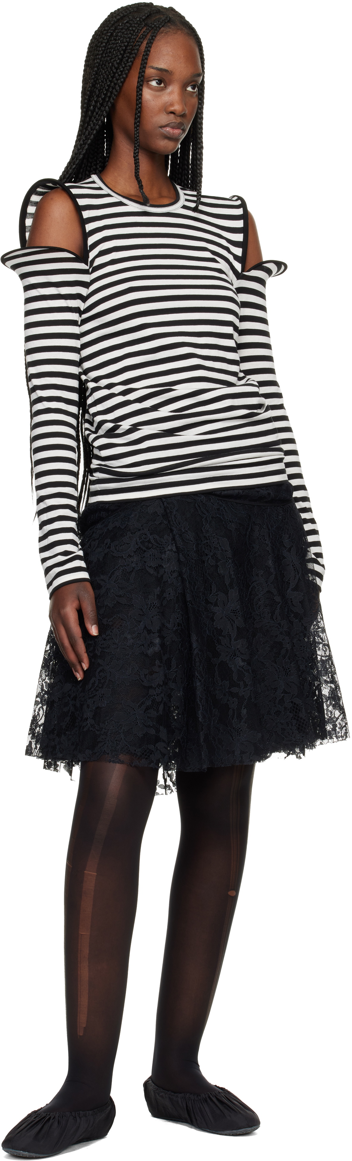 Junya Watanabe Black & White Stripe Jersey T-shirt