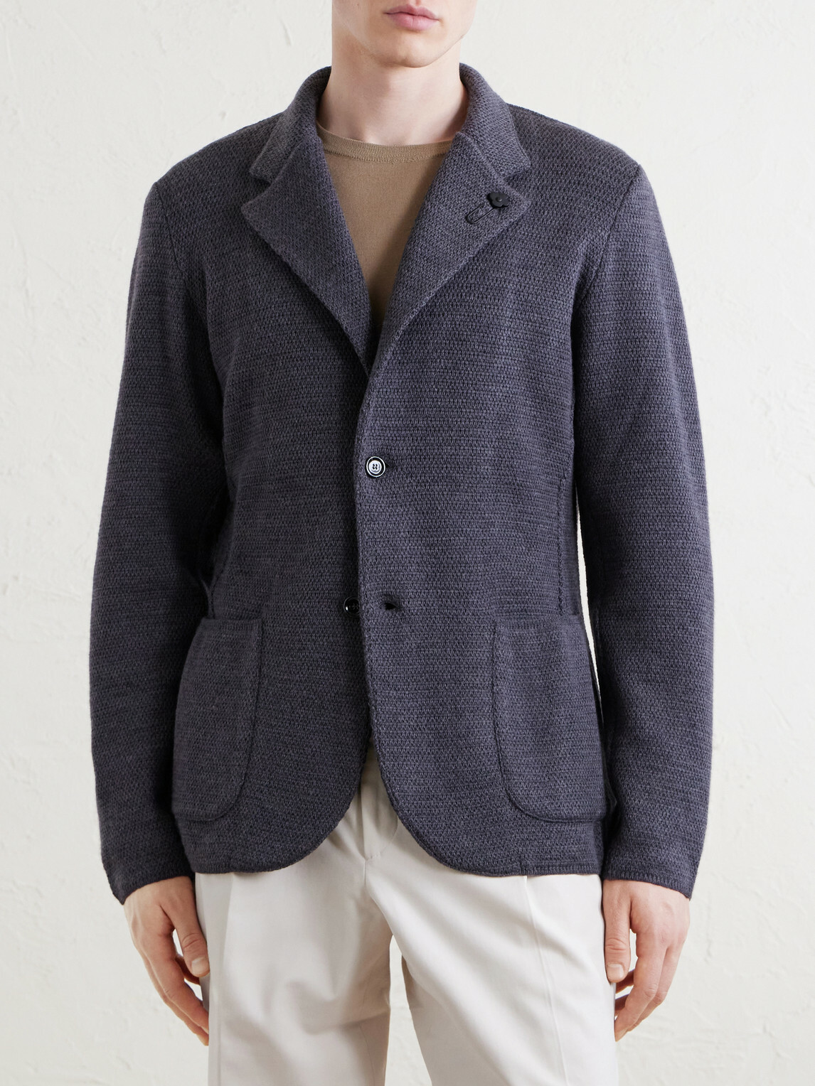 Lardini - Knitted Virgin Wool Blazer - Gray