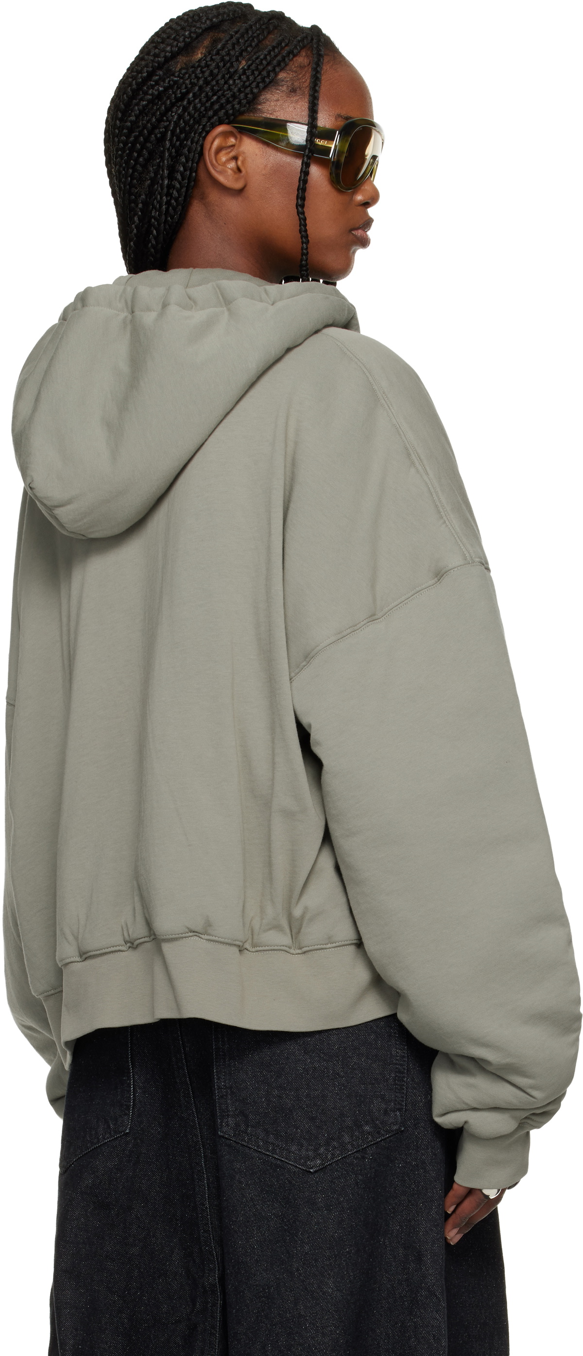 LU'U DAN Gray Wadded Hoodie