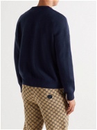 GUCCI - Embroidered Intarsia Wool Sweater - Blue