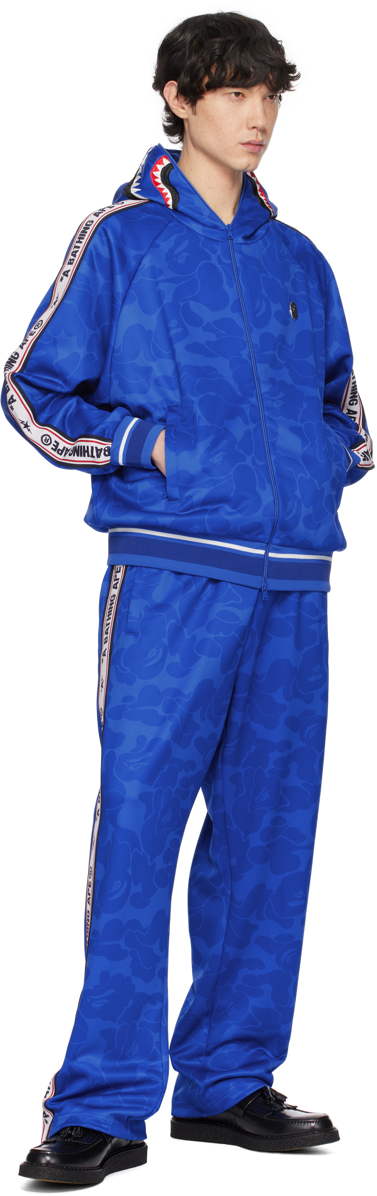 BAPE Blue Solid Camo One Point Relaxed Fit Sweatpants