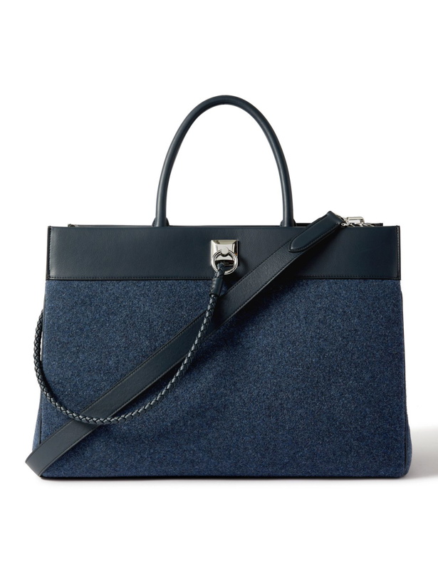Photo: Mulberry - Oversized Iris Leather-Trimmed Felt Weekend Bag