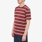 The Real McCoy's Men's The Real McCoys Joe McCoy Double Stripe T-Shirt in Brick Red