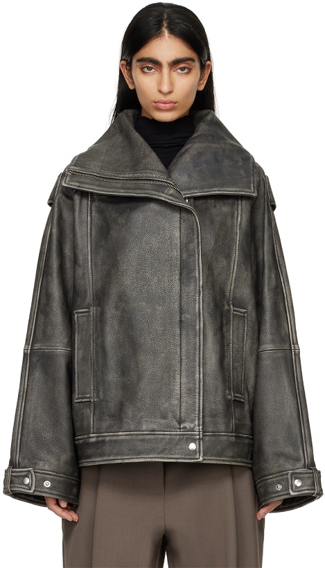 Photo: REMAIN Birger Christensen Black Oversized Leather Jacket