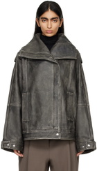 REMAIN Birger Christensen Black Oversized Leather Jacket