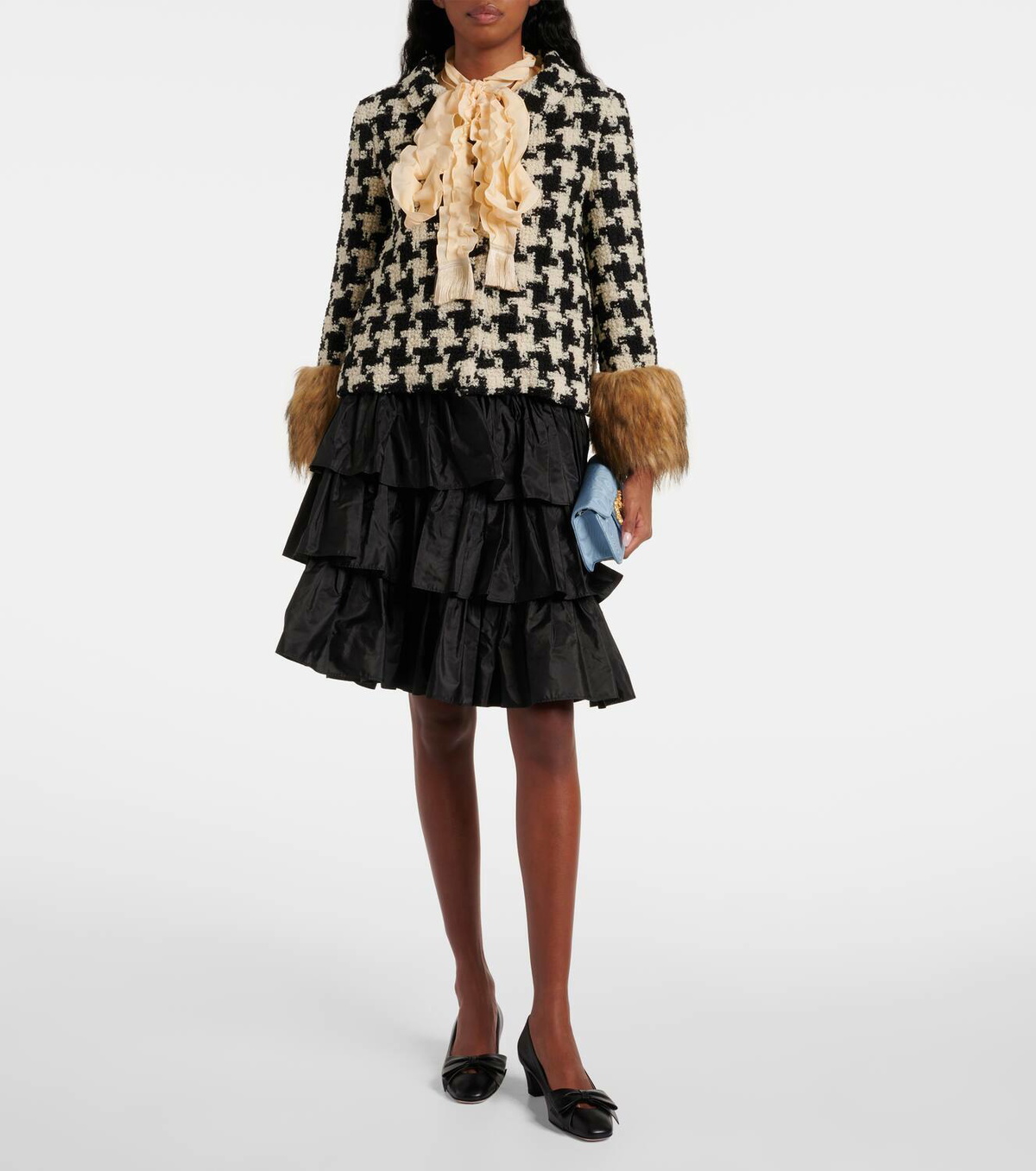 Valentino Macro faux-fur trimmed wool-blend tweed jacket Valentino