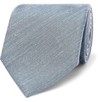 Brioni - 7cm Mélange Silk and Linen-Blend Tie - Men - Blue
