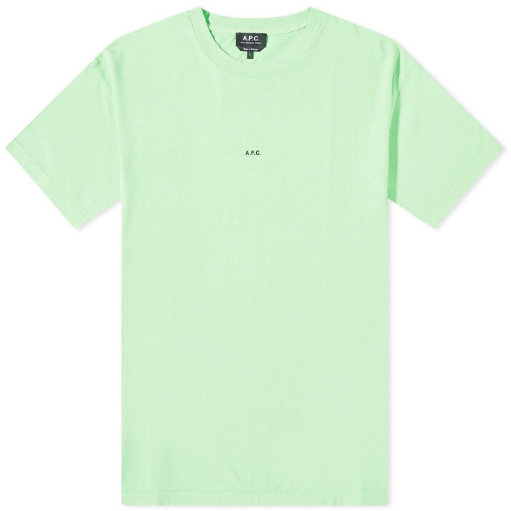 Photo: A.P.C. Men's Kyle Fluo Logo T-Shirt in Neon Green