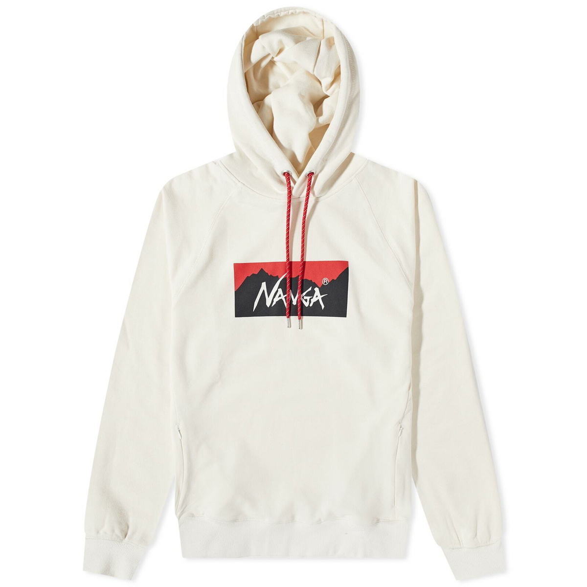 Nanga Men's Eco Hybrid Box Logo Hoody in White Nanga