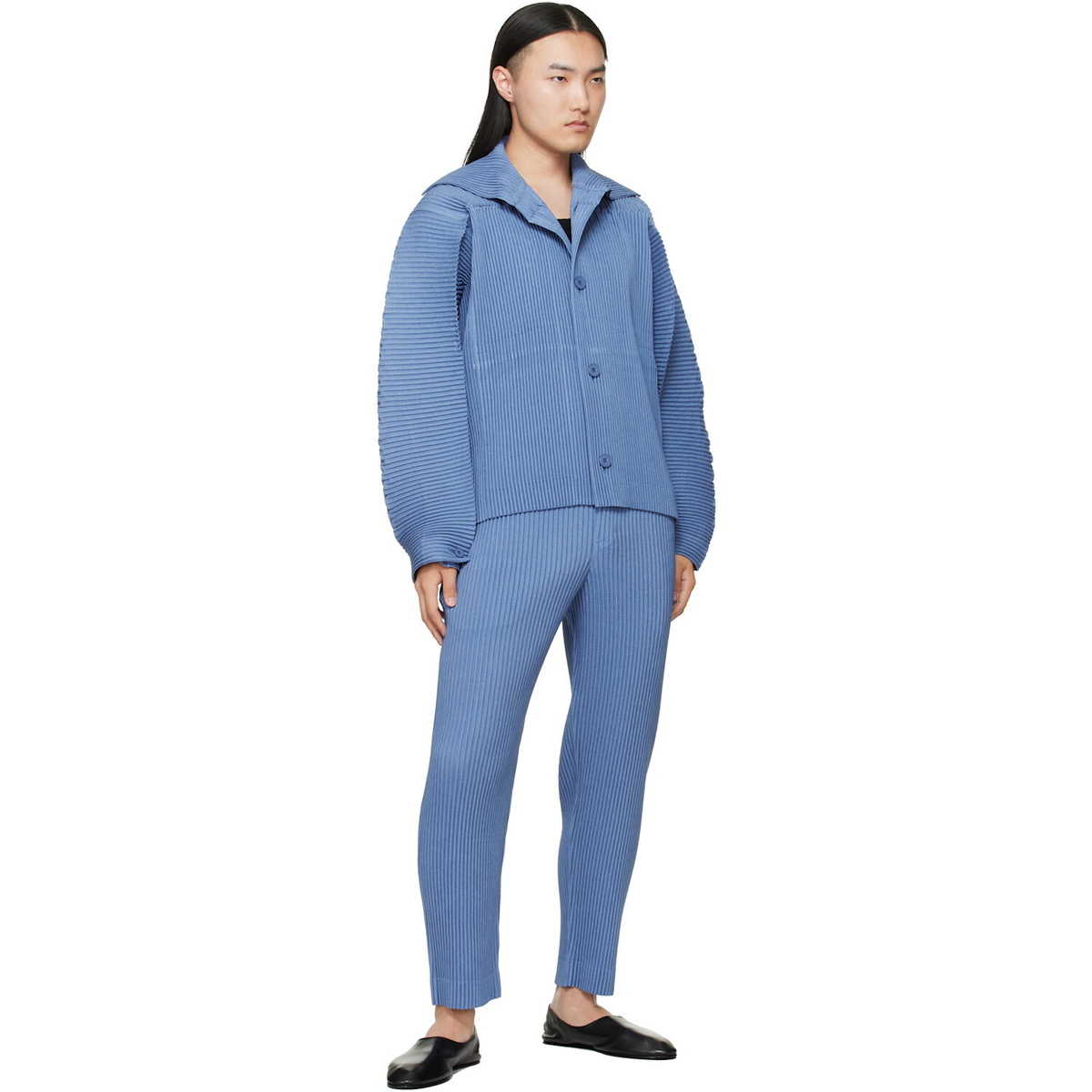 HOMME PLISSÉ ISSEY MIYAKE Blue Linen Like Jacket