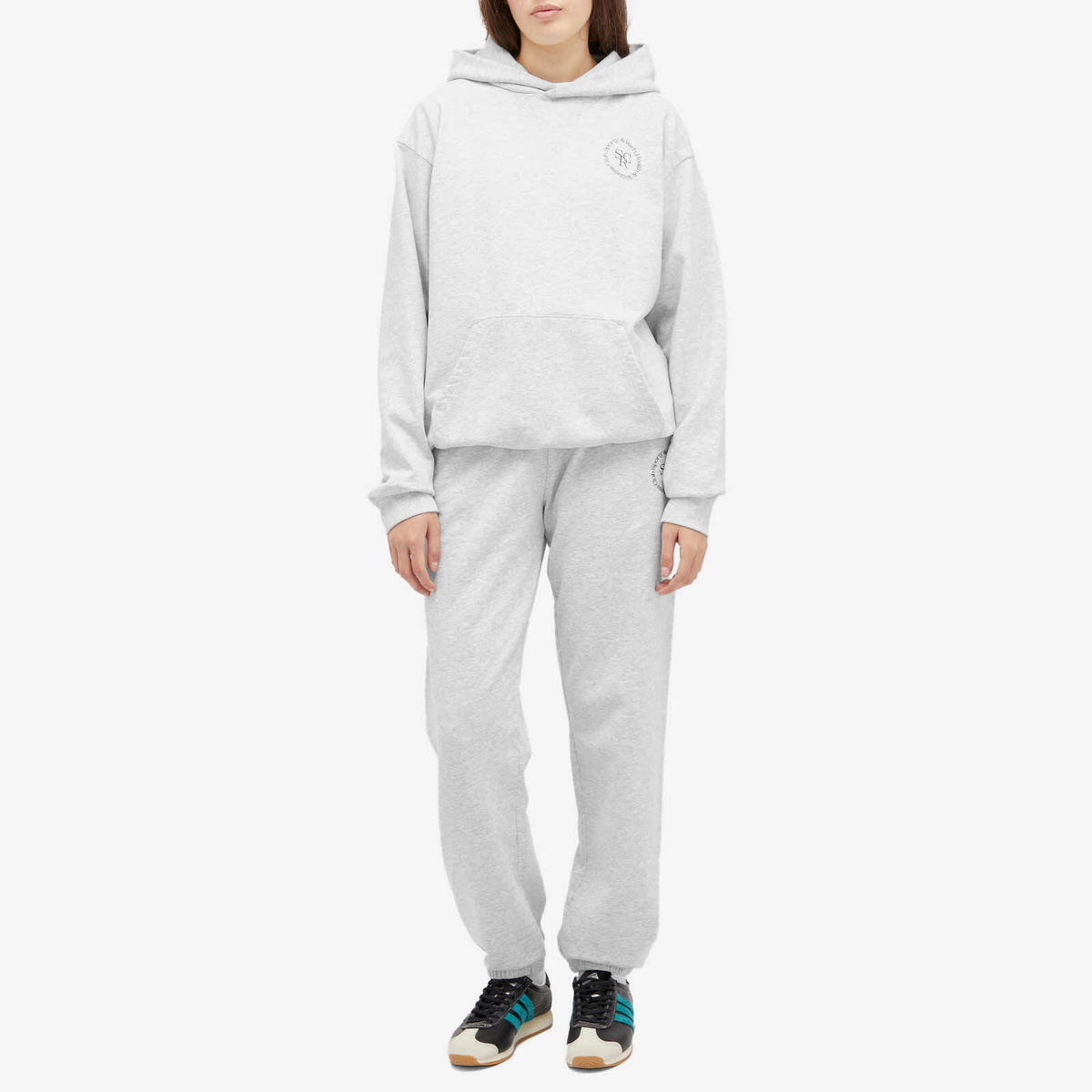 Sporty & Rich SRHWC Hoodie in Heather Grey/Navy