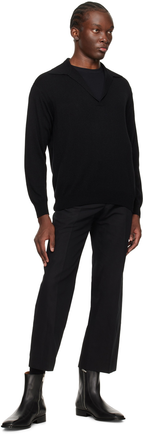 AURALEE Black Skipper Long Sleeve Polo Auralee