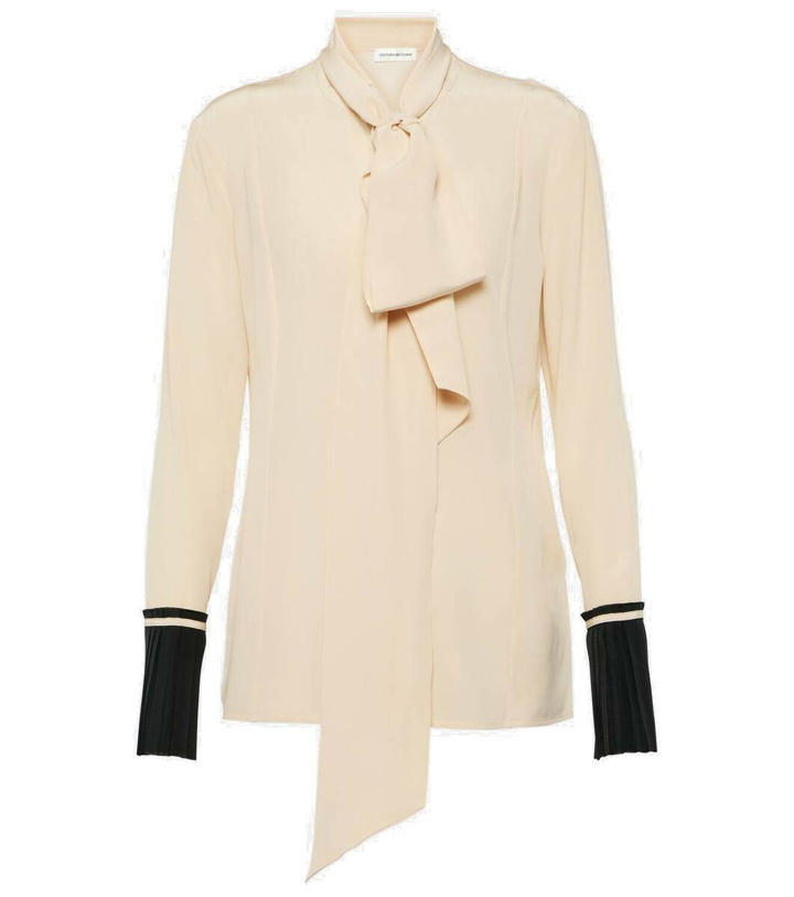 Photo: Victoria Beckham Bow tie-neck silk crêpe blouse