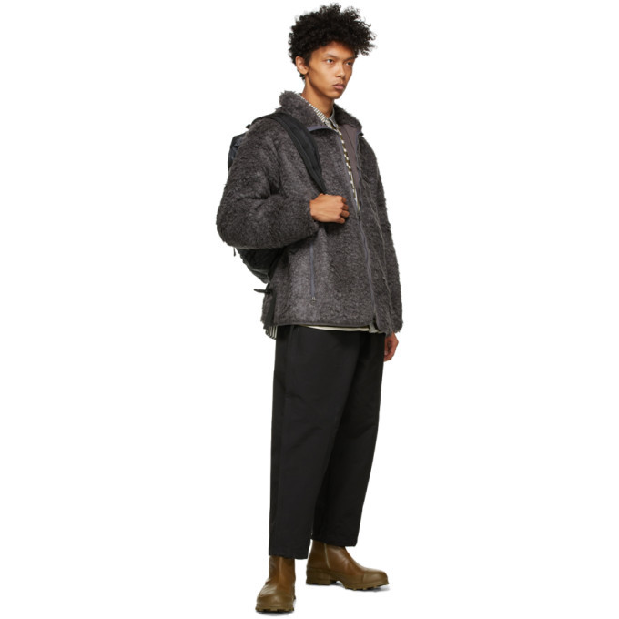 South2 West8 Grey Faux-Boa Piping Jacket