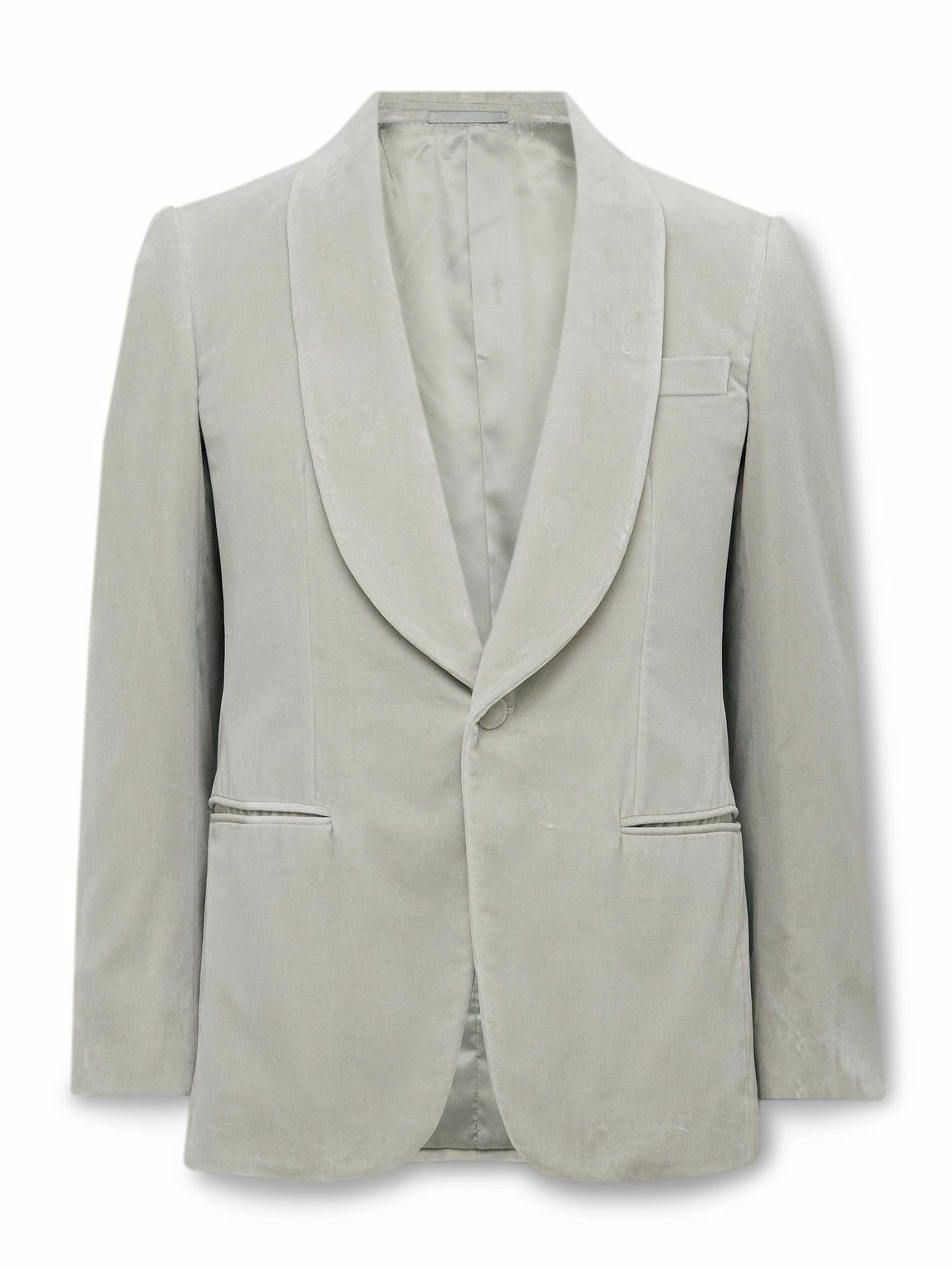 Kingsman - Slim-Fit Shawl-Collar Cotton-Velvet Tuxedo Jacket - Gray