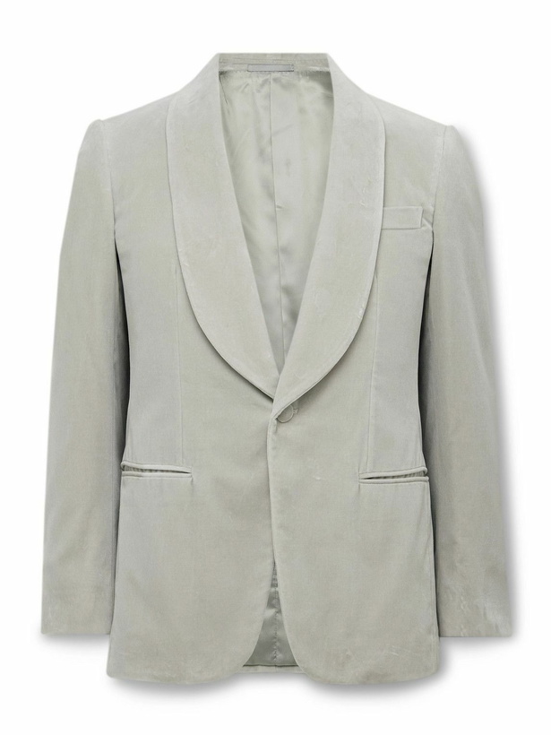 Photo: Kingsman - Slim-Fit Shawl-Collar Cotton-Velvet Tuxedo Jacket - Gray