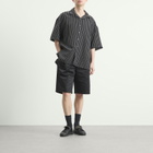 Willy Chavarria Men's Camp Collar Pinstripe Shirt in Black/White Stripe