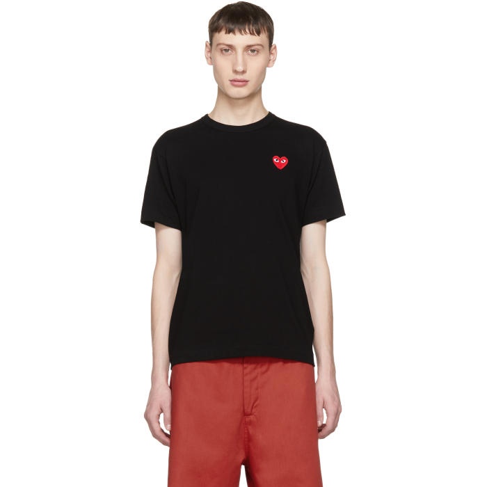 Photo: Comme des GarÃ§ons Play Black and Red Heart Patch T-Shirt 