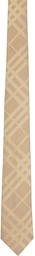 Burberry Beige Silk Check Monogram Modern Cut Tie