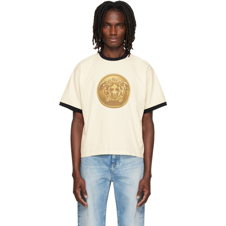Photo: Versace White Printed Cotton-Jersey Regular T-shirt