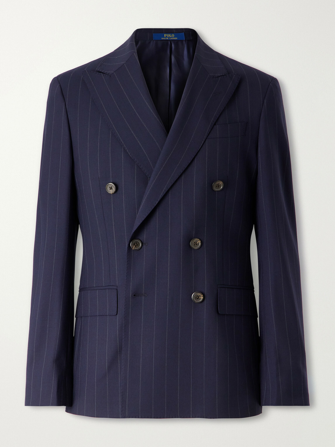 Polo Ralph Lauren - Double-Breasted Striped Wool-Blend Suit Jacket - Blue
