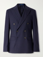 Polo Ralph Lauren - Double-Breasted Striped Wool-Blend Suit Jacket - Blue