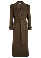 Aexae Double-breasted Belted Wool-blend Coat Brown