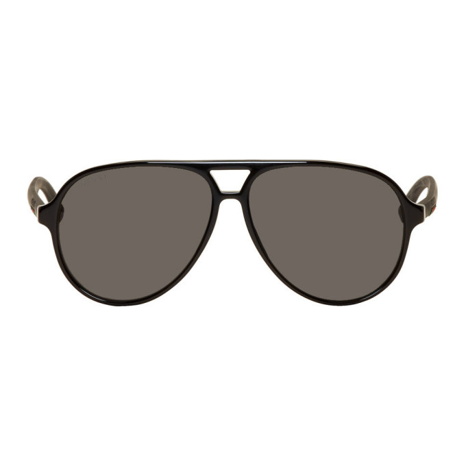 Photo: Gucci Black Classic Pilot Sunglasses