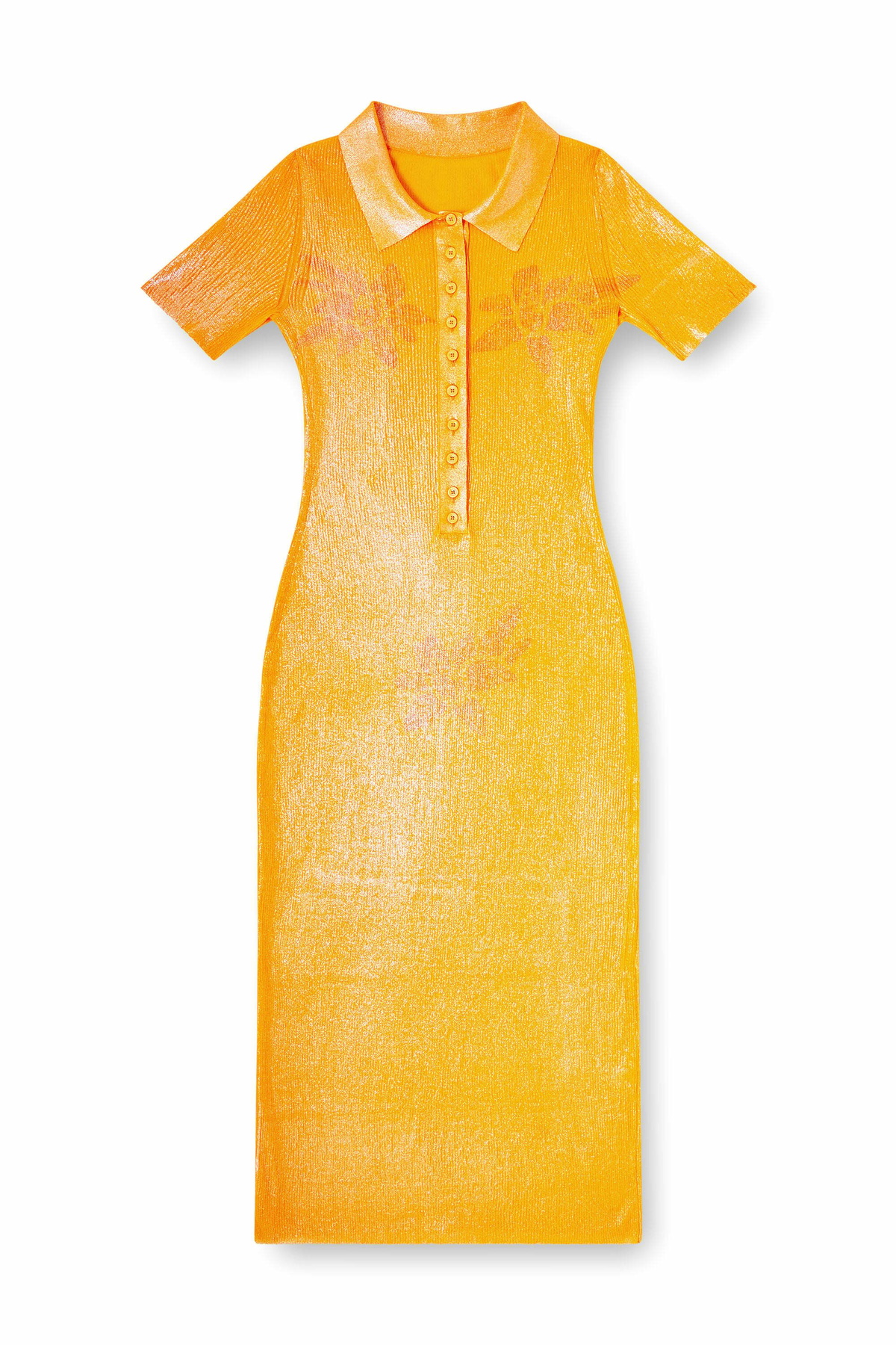 Diesel Iridescent knit polo dress with lotus print - Dresses Womens in Orange