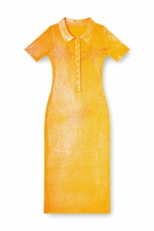 Diesel Iridescent knit polo dress with lotus print - Dresses Womens in Orange