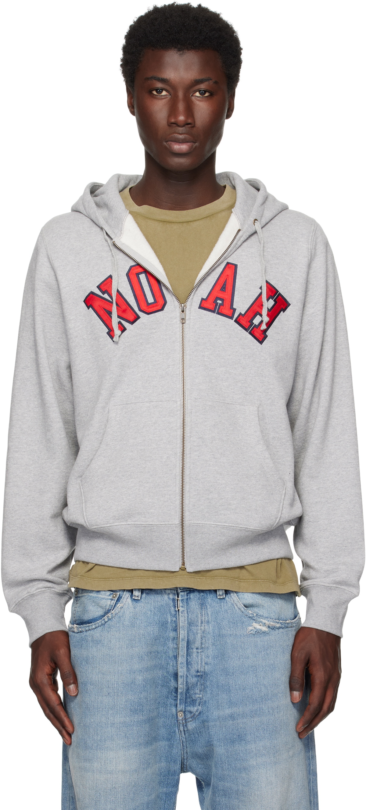 ★ NOAH ★ ARCH APPLIQUE ZIP-UP HOODIE ジップアップ パーカー Noah Gray Arch Appliqué Zip-Up Hoodie Noah NYC