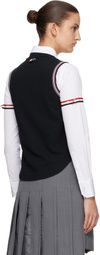 Thom Browne Navy Pique RWB Trim Sleeveless Shirt