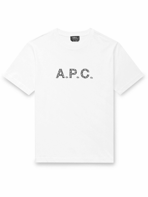 Photo: A.P.C. - James Logo-Flocked Cotton-Jersey T-Shirt - White
