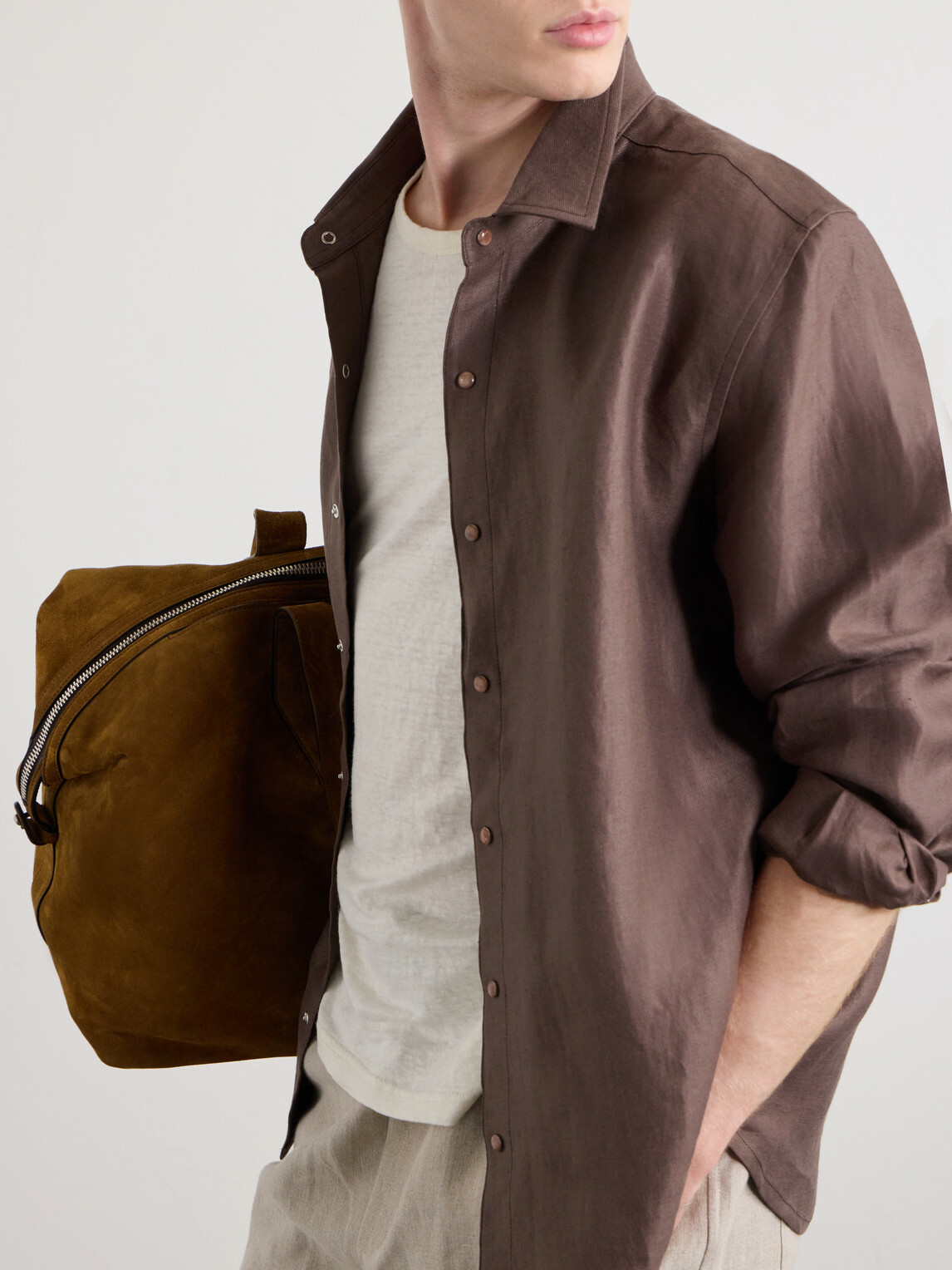 God's True Cashmere - Cocoa Linen Shirt - Brown